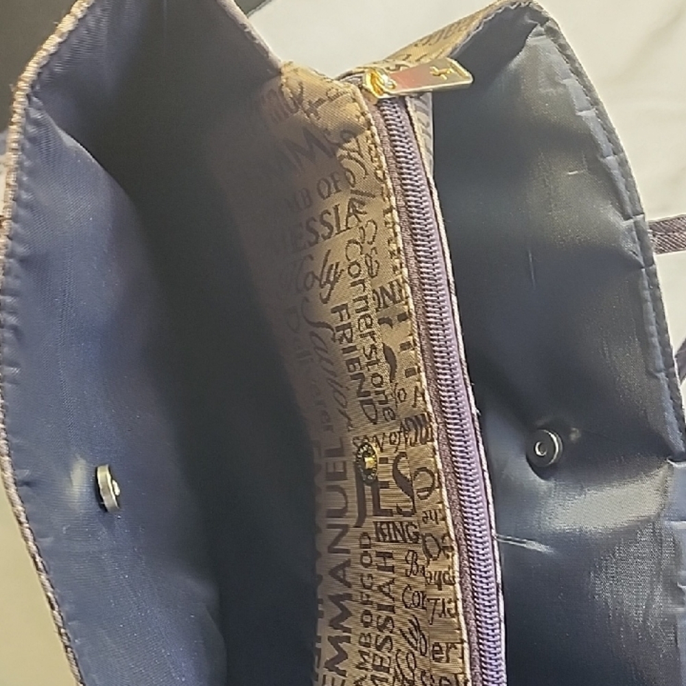 Religious Text Printed Tote/Bible Bag in Brown EUC - Picture 7 of 16